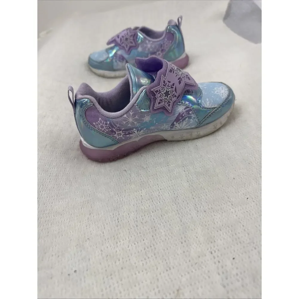 Disney Frozen Girls' Light-Up Sneaker Purple Glitter Elsa Anna Size 12
